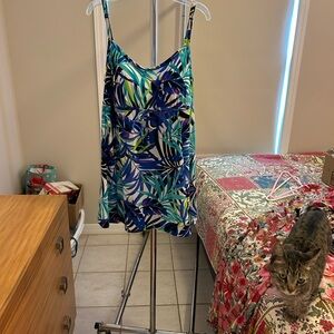 Leafy Blue and Green Women's One Piece Swimsuit